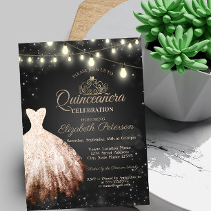 Invitation Robe chic, Lumières de guirlande de couronne de Ti