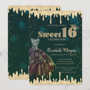 Invitation Robe Chic, Parties scintillant Drips Green Sweet 1