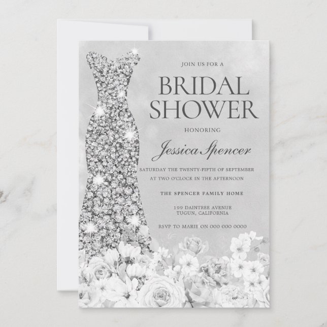 Invitation Robe classique noire et blanche Fête des mariées V (Devant)