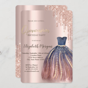 Invitation Robe Colorée Chic, Rose Gold Drives Quinceanera