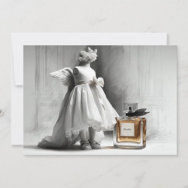 Invitation Robe d'ange et parfum pour 1er anniversaire (Devant)