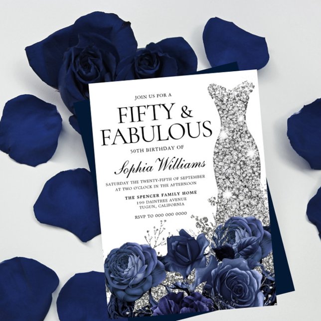 Invitation Robe d'argent Marine Cinquante et fabuleux 50e ann (Créateur téléchargé)