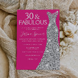 Invitation Robe d'argent rose 30 et fabuleux 30e anniversaire<br><div class="desc">Robe d'argent rose 30 & Fabulous 30th Birthday Invitation Variations à l'invitation et articles correspondants dans notre magasin</div>