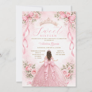 Invitation Robe de bal de princesse à nœud rose pour Sweet Si