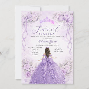 Invitation Robe de bal de princesse violette pour un annivers