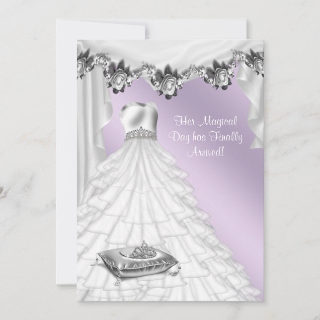 Invitation Robe de bal lavande rose violette Quinceanera (Devant)