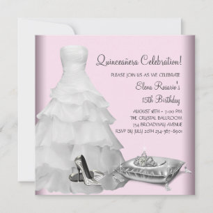 Invitation Robe de bal rose chaussures à talons hauts Quincea