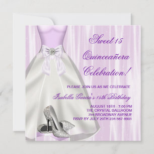 Invitation Robe de bal violette chaussures à talons hauts Qui