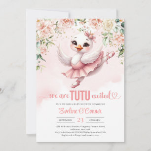 Invitation Robe de ballerine tutu de Swan Rose or floral