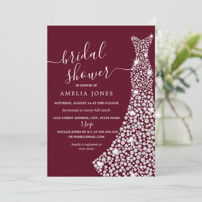 Invitation Robe de bijou de Bourgogne pour la fête de mariage (Debout devant)