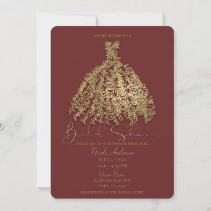 Invitation Robe de botanique rustique dorée à la cannelle pou