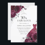 Invitation Robe de Bourgogne et d'argent Roses floraux 30e an<br><div class="desc">Robe Bourgogne & Argent Floral Roses 30e fête d'anniversaire 30 & Fabulous Invitation Plus d'élégants motifs floraux dans notre magasin! Voir la collection correspondante dans notre magasin</div>