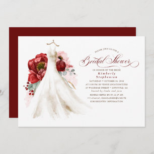 Invitation Robe de Bourgogne rouge et rose Floral Fête des ma