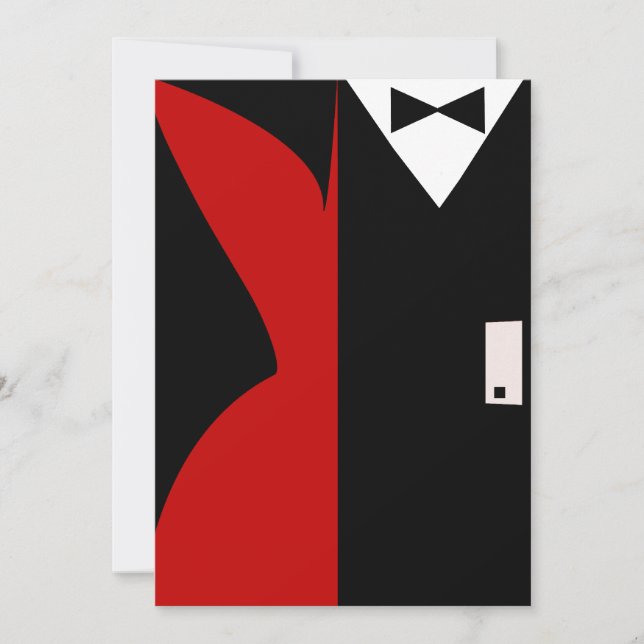 Invitation Robe de cocktail rouge et noir Soirée dinatoire (Devant)