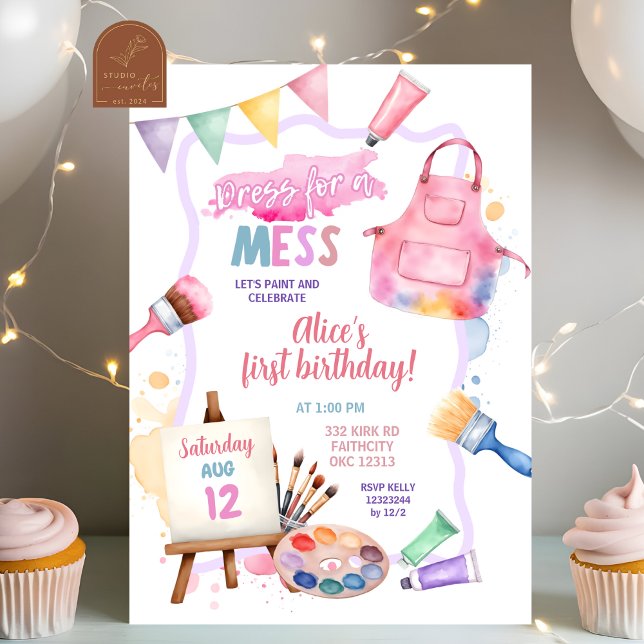 Invitation Robe de couleur pastel pour une fête d'anniversair (Créateur téléchargé)
