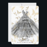 Invitation Robe de danse papillon Black Gold Sweet 16<br><div class="desc">Personnaliser pour tout événement</div>