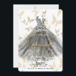 Invitation Robe de danse papillon Black Gold Sweet 16 16e<br><div class="desc">Personnaliser pour tout événement</div>