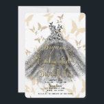 Invitation Robe de danse papillon Black Gold Sweet 16 16e<br><div class="desc">Personnaliser pour tout événement</div>