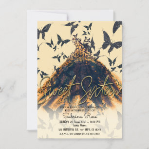Invitation Robe de danse papillon noir orange Sweet 16 Party