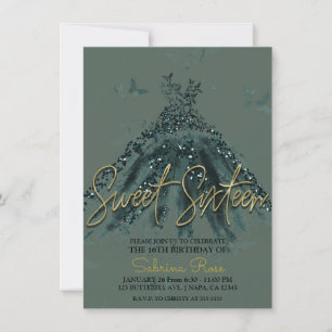 Invitation Robe de danse papillon scintillante verte pour fêt