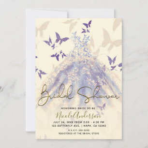 Invitation Robe de Danse Papillon Violet Bleu pour Enterremen