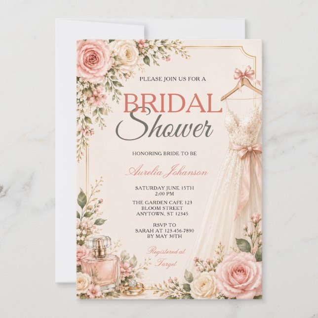 Invitation Robe de défilé de mariage avec un élégant nœud et  (Devant)