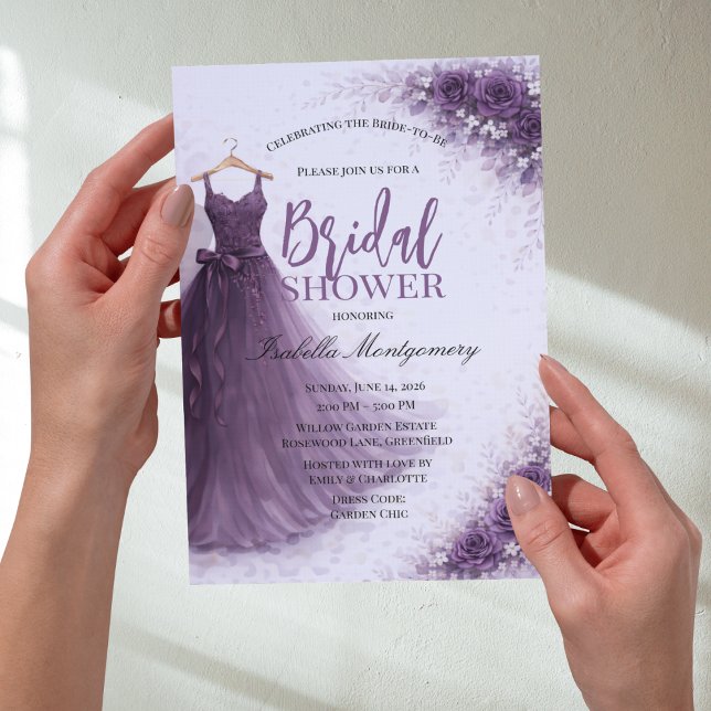 Invitation Robe de demoiselle d'honneur prune Bain de mariage (Plum Bridesmaid Dress Bridal Shower Invitations
)