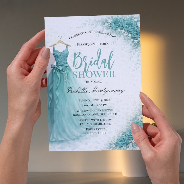 Invitation Robe de demoiselle d'honneur sarcelle Fête de mari (Teal Bridesmaid Dress Bridal Shower Invitations)