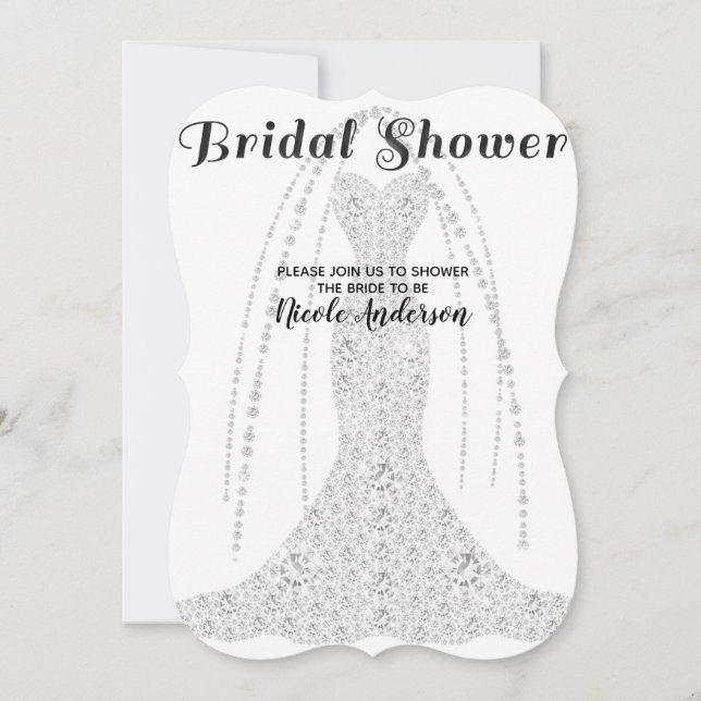 Invitation Robe de Diamant Blanc TOUTE COULEUR Glam Robe de M (Devant)