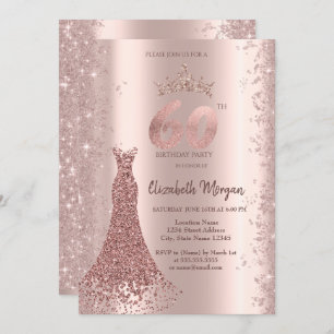Invitation Robe de diamant Rose or Parties scintillant poussi