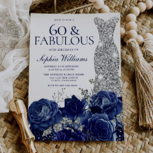 Invitation Robe de diamants aux roses bleues pour femme 60e a