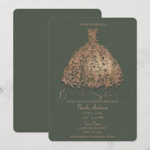 Invitation Robe de douche de mariage botanique vert or rose
