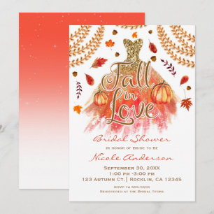 Invitation Robe de douche de mariage Tombez amoureux et feuil