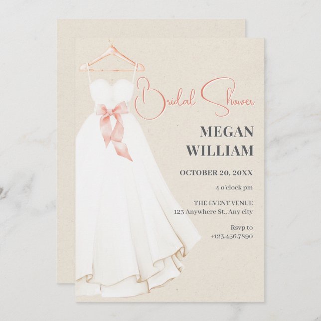 Invitation Robe de douche nuptiale (Devant / Derrière)