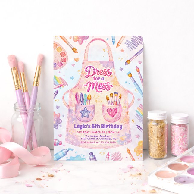 Invitation Robe de fête d'anniversaire Art Party pour un déso (Créateur téléchargé)