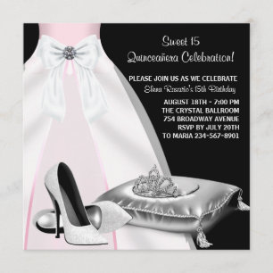 Invitation Robe de fête Tiara Rose Black Quinceanera