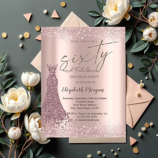 Invitation Robe de frontière de poussière de paillettes d'or  (Créateur téléchargé)