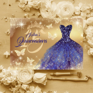 Invitation Robe de la Marine d'or Quinceanera