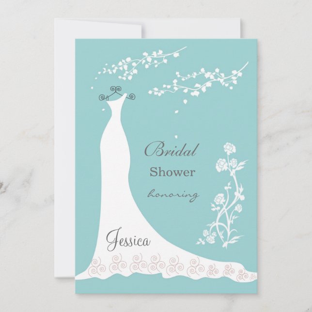 Invitation Robe de mariage blanche sur la Fête de la mariée (Devant)