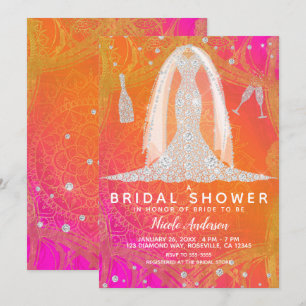 Invitation Robe de mariage en diamant indien brillant douche 