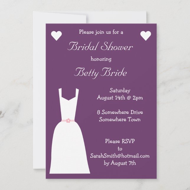 Invitation Robe de Mariage mauve (Devant)