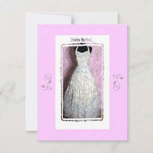 Invitation Robe de mariage vintage Douche rose personnalisabl