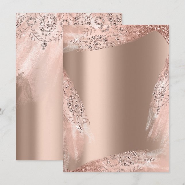 Invitation Robe de mariée 16 ans en or rose scintillant (Devant / Derrière)