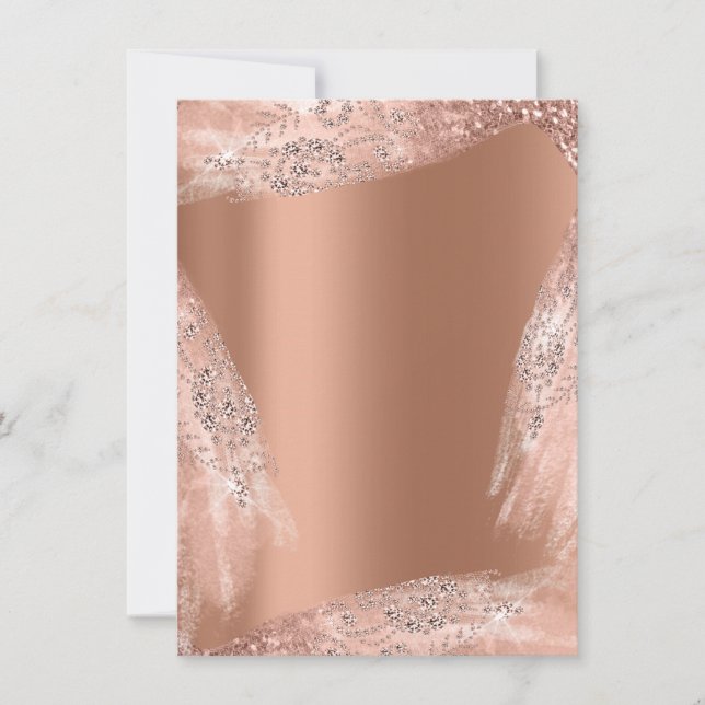 Invitation Robe de mariée 16e douce rose cuivre diamant étinc (Devant)