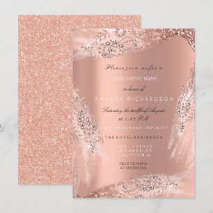 Invitation Robe de mariée 16e douce Rose Péché Paillettes de 