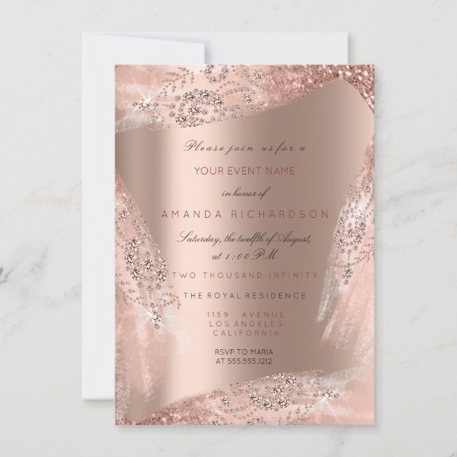 Invitation Robe de mariée 16ème douce Rose Gold Diamond Spark (Devant)