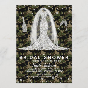 Invitation Robe de mariée à camouflage militaire diamantée po