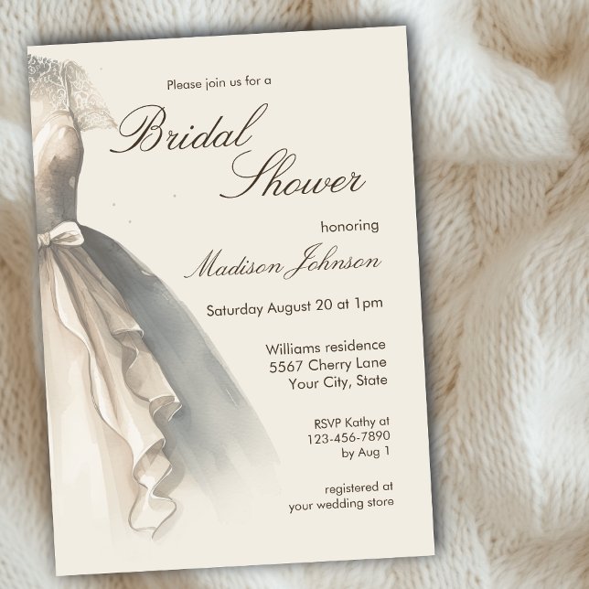 Invitation Robe de mariée aquarelle Baby Shower (Créateur téléchargé)