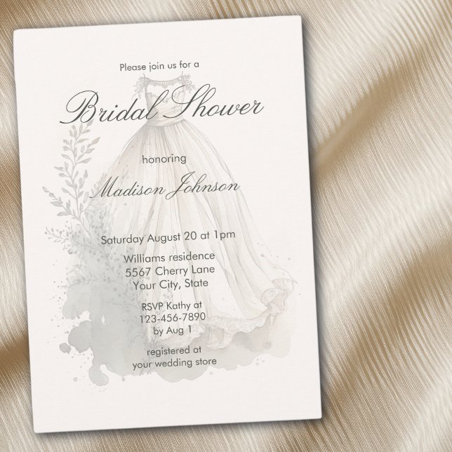 Invitation Robe de mariée aquarelle Baby Shower (Créateur téléchargé)