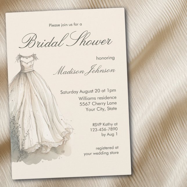 Invitation Robe de mariée aquarelle Baby Shower (Créateur téléchargé)